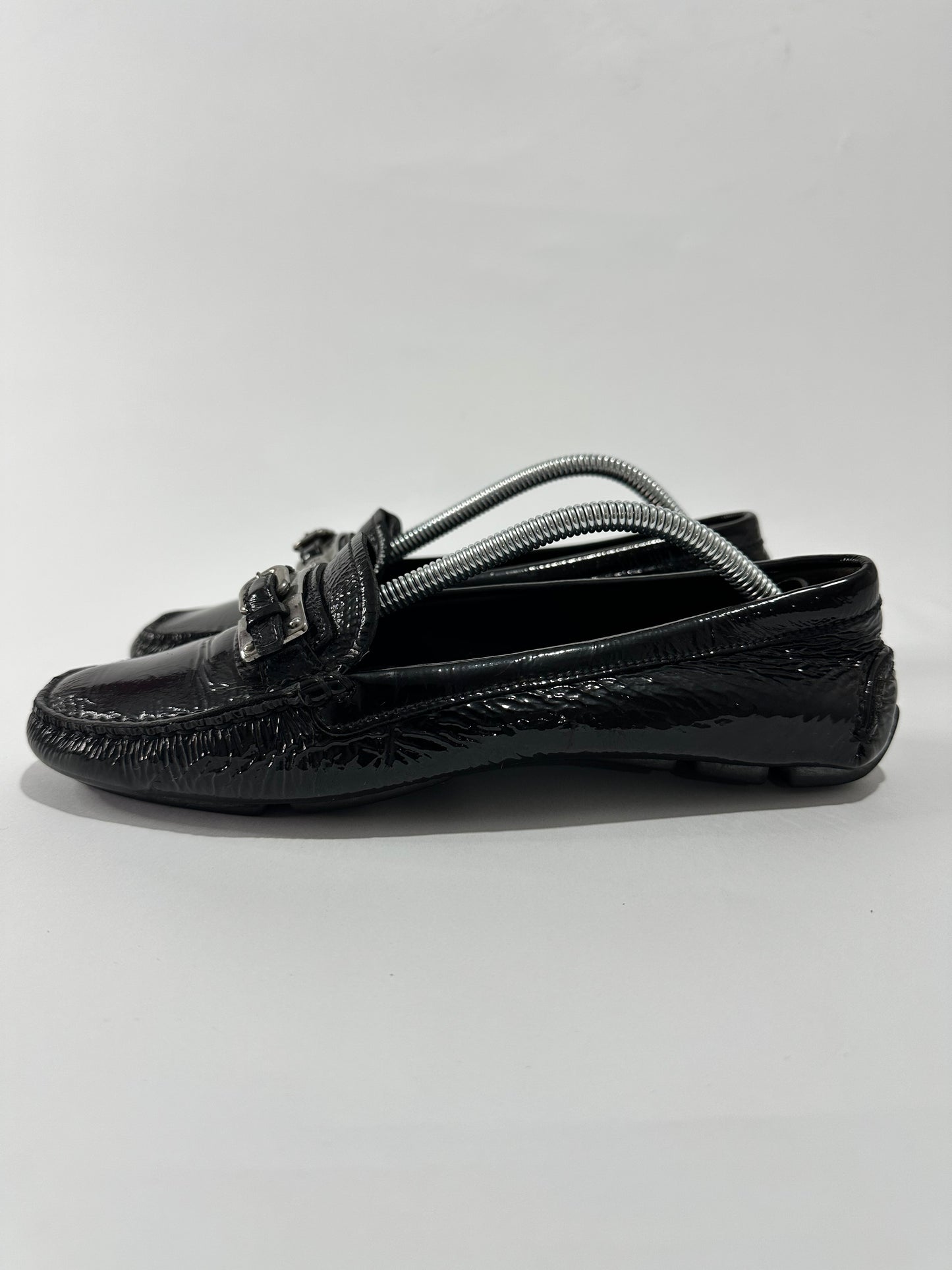Prada Black Patent Leather Slip on Loafers Size 36.5 EU/ 6.5 US/ 3.5 UK