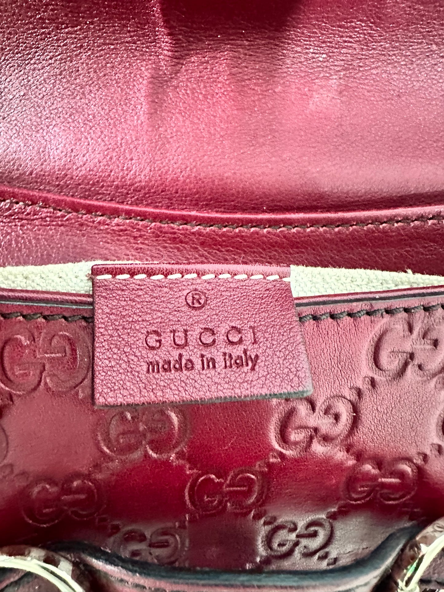 Gucci Dark Red Guccissima Leather Medium Emily Chain Shoulder Bag