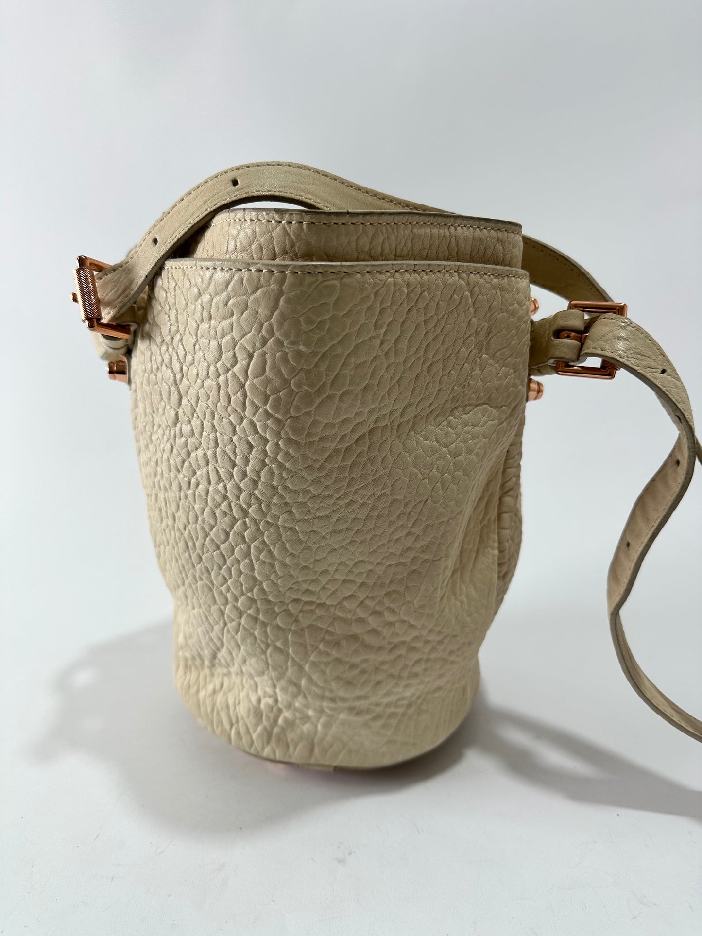 ALEXANDER WANG Bucket Diego Nearly White Leatger Hobo Bag