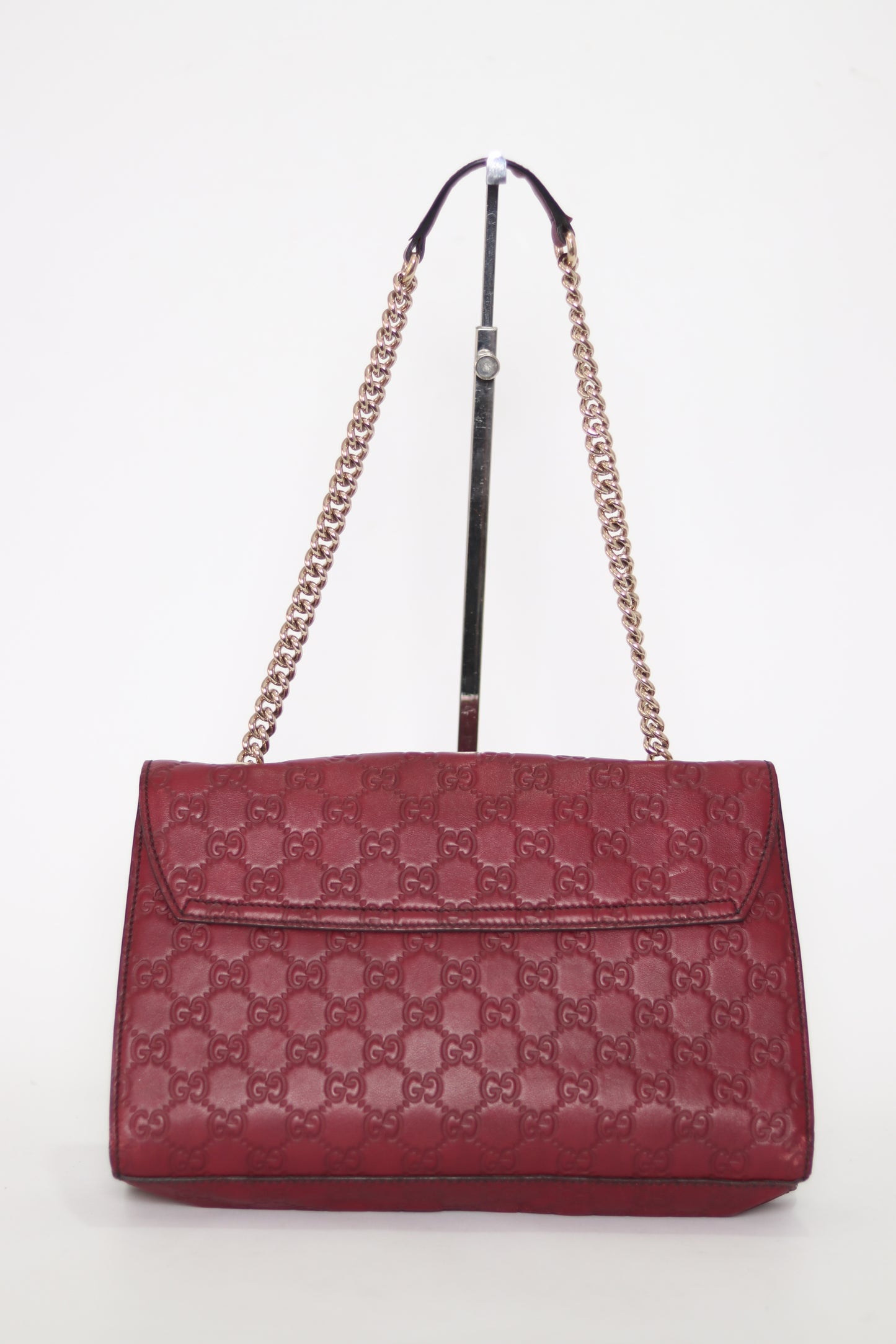 Gucci Dark Red Guccissima Leather Medium Emily Chain Shoulder Bag