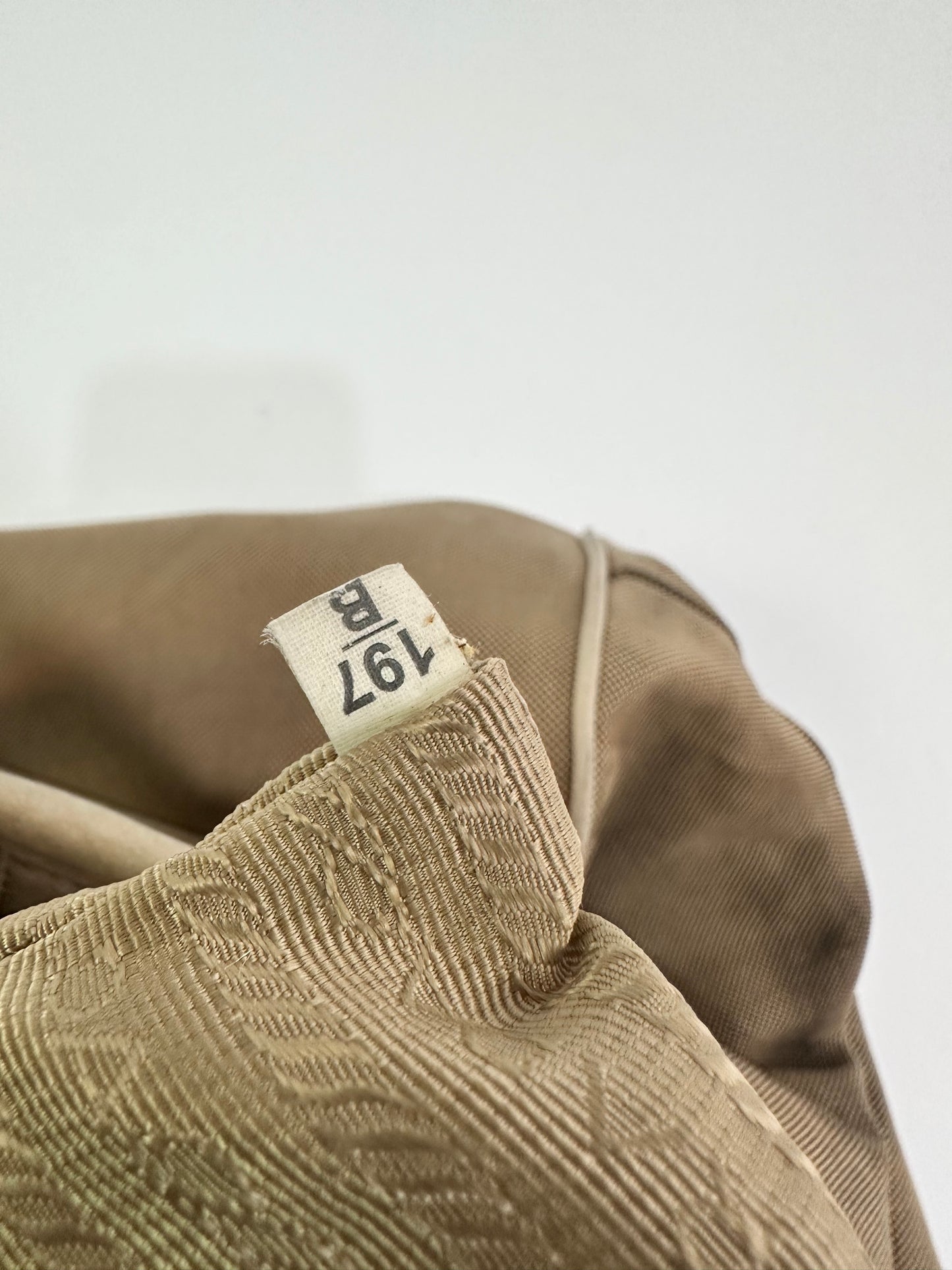 PRADA Beige Jacquard Logo Canvas and Leather Bow Shoulder Bag