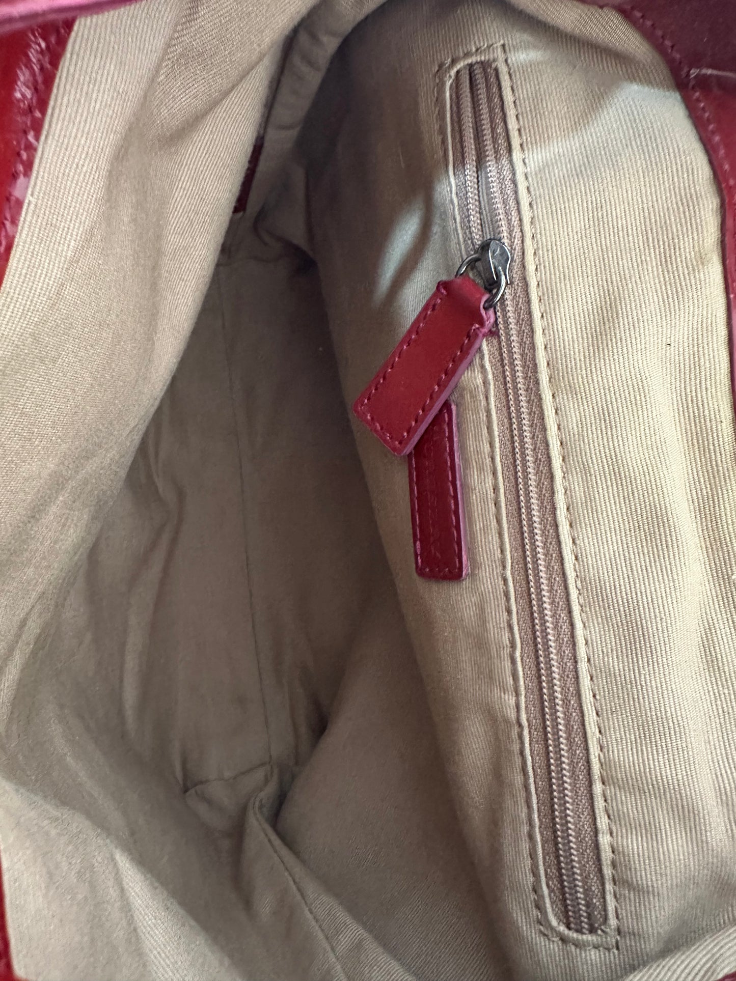 Burberry Beige/Red PVC and Patent Leather Backpack