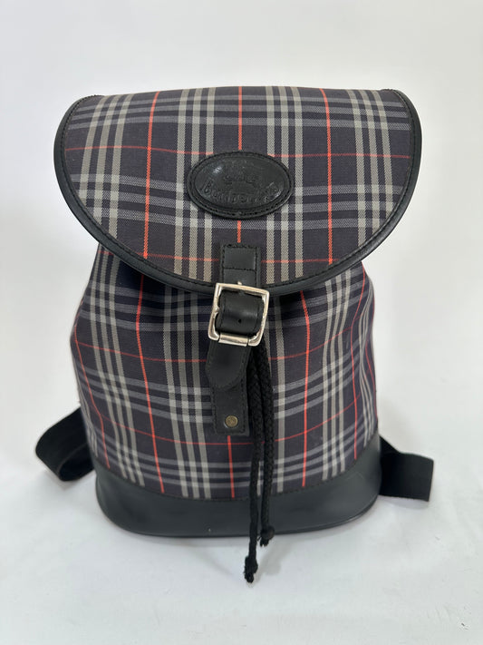 Burberry Nova Check Logo Embossed Backpack Navy/Black