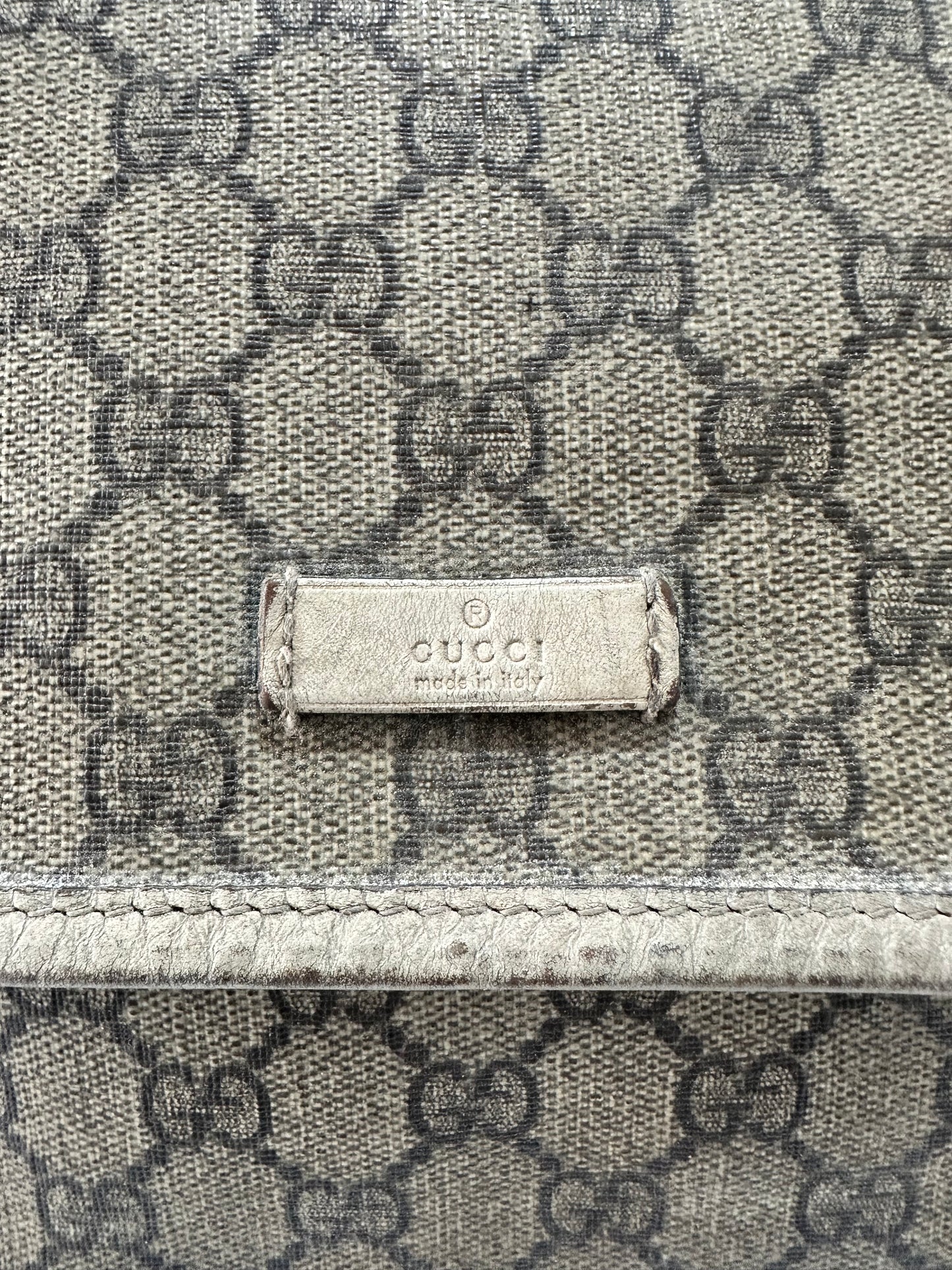 GUCCI
GG Plus Monogram Medium Double Buckle Flap Messenger Bag Beige Ivory