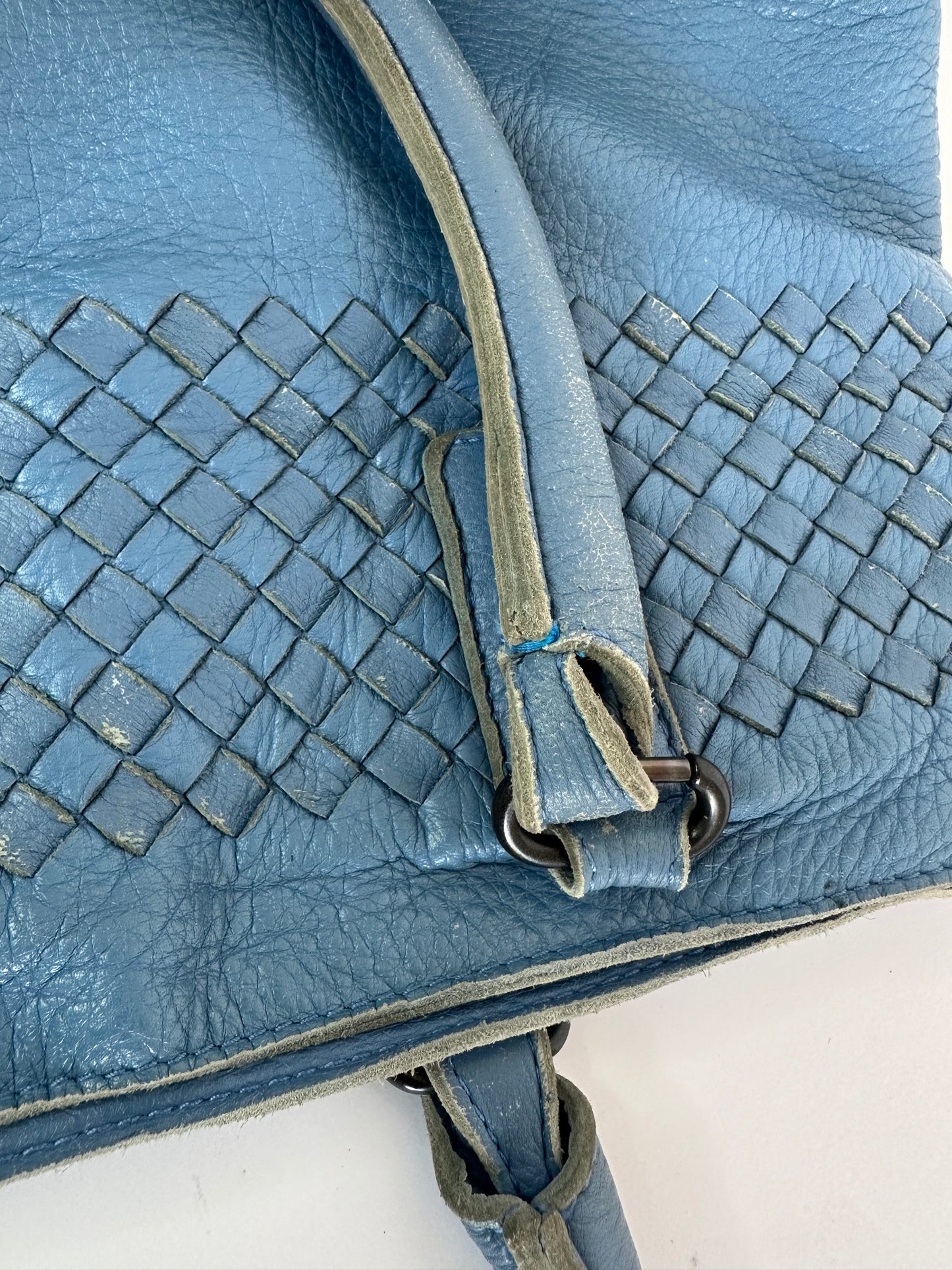 BOTTEGA VENETA Blue Cervo Leather Small Tote Bag