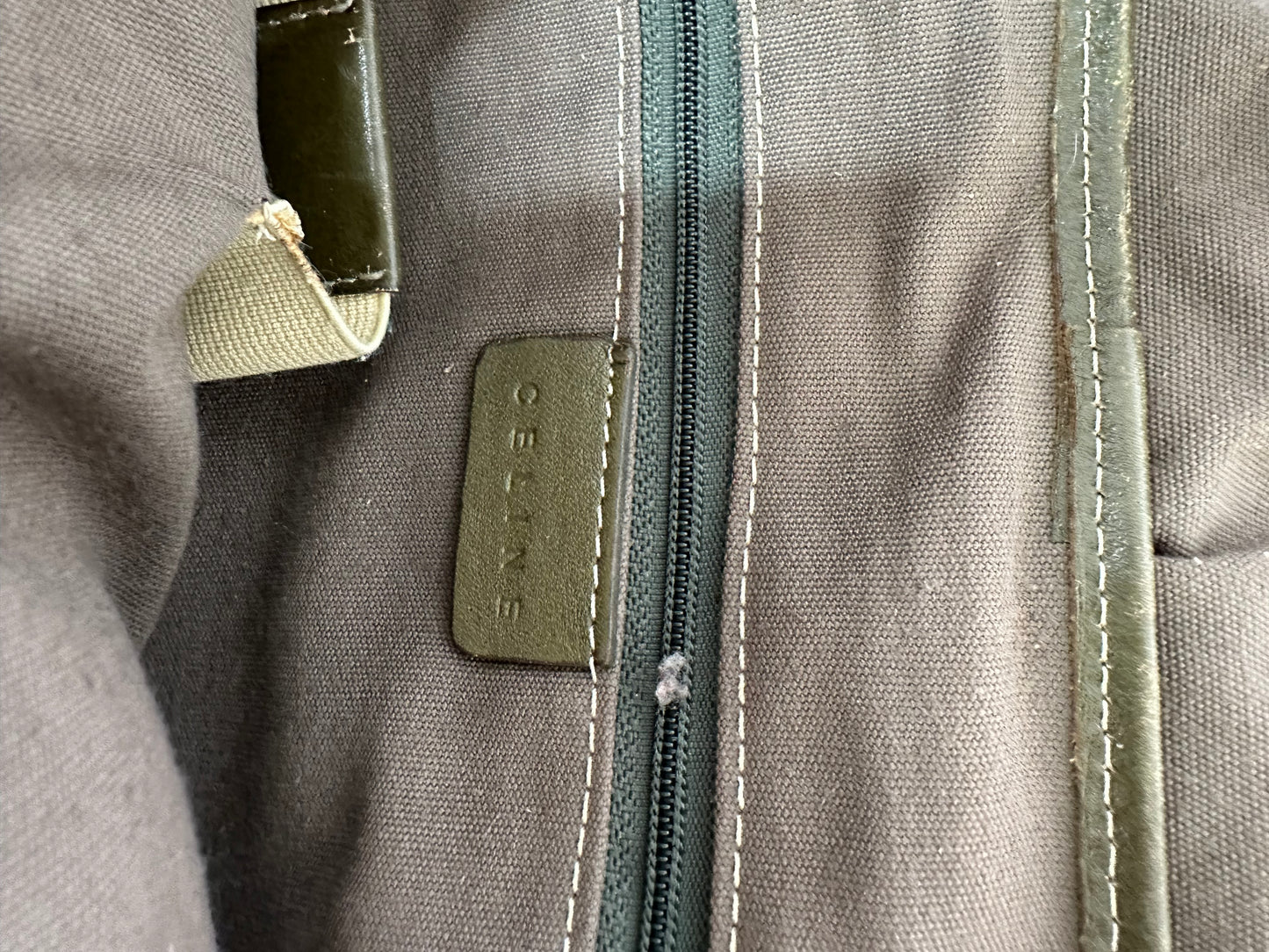 CELINE green Macadam Canvas and Leather Vintage Messenger Bag