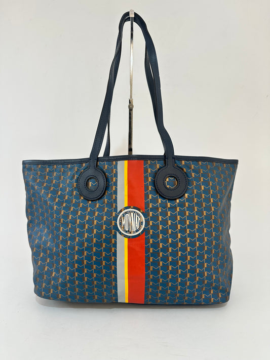 Moynat Blue Monogram Coated Canvas and Leather Oh! Ruban Tote