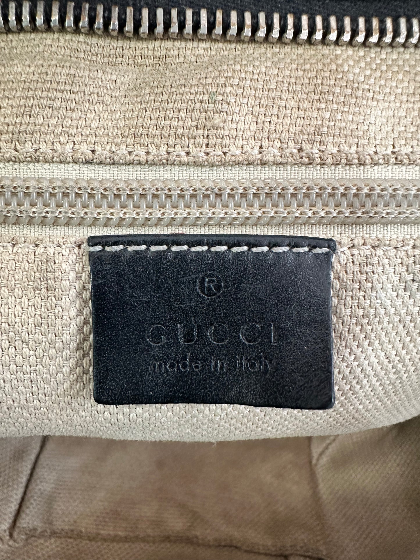 GUCCI Gucci GG Canvas Sherry Line Shoulder Bag Leather Black