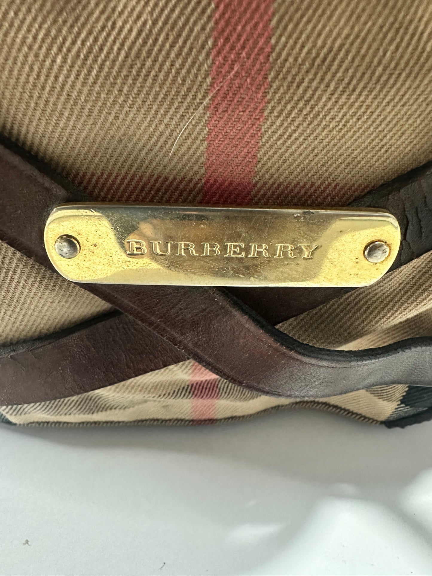 Burberry Brown House Check Canvas and Leather Dutton Hobo