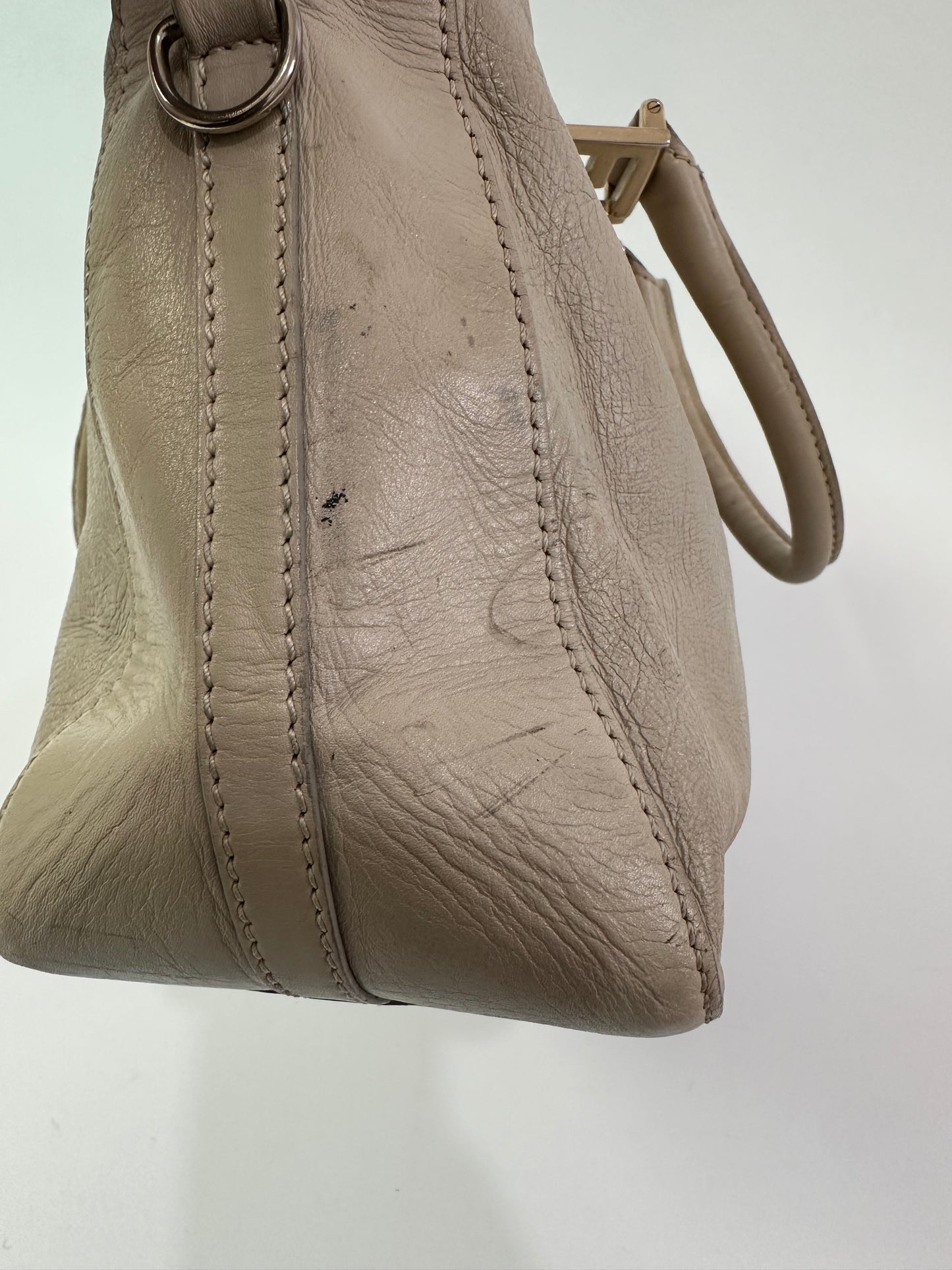 Fendi Beige Leather Twins Shopper Tote