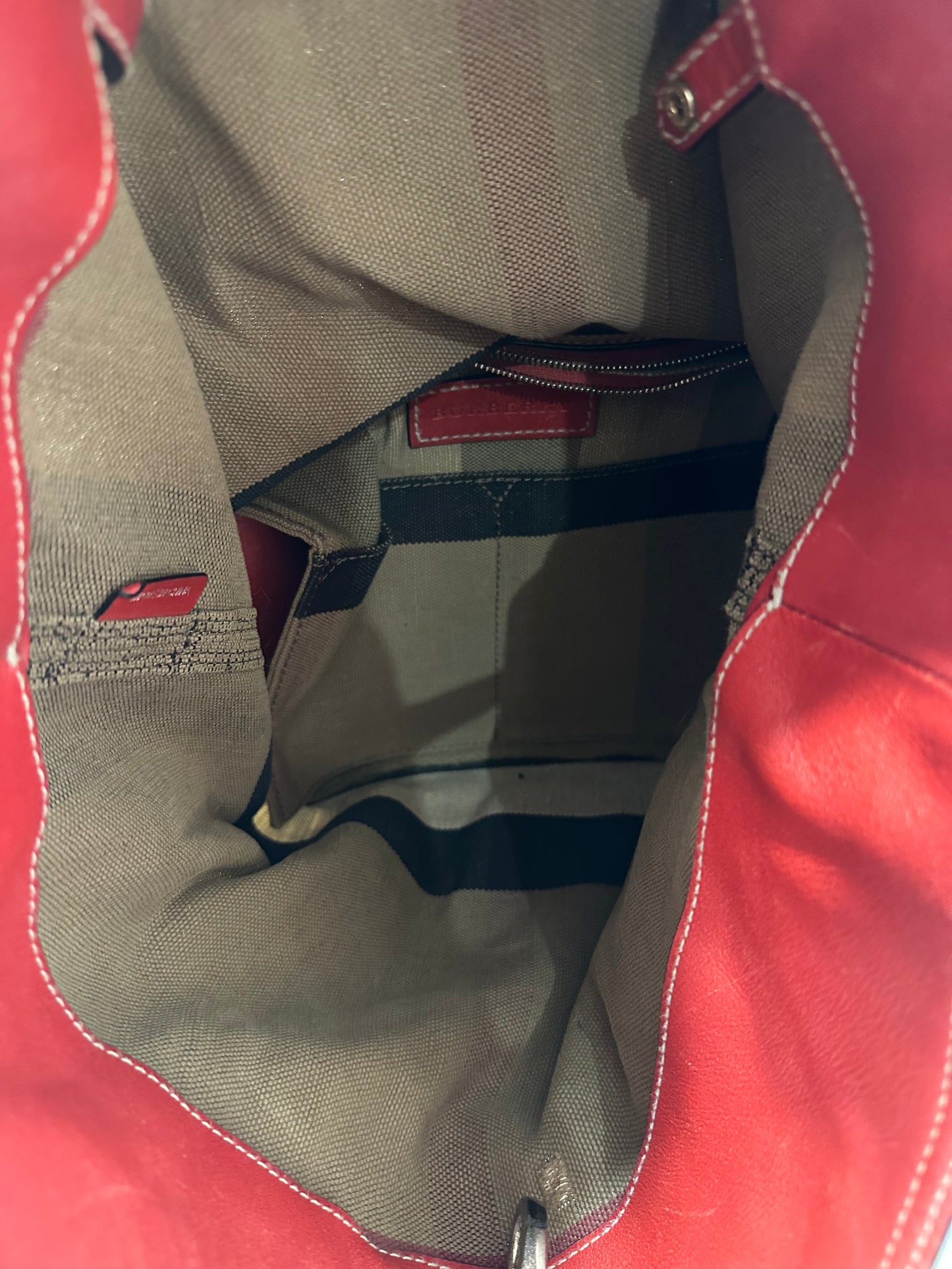 BURBERRY Canvas Mega Check Medium Ashby Hobo Saddle
