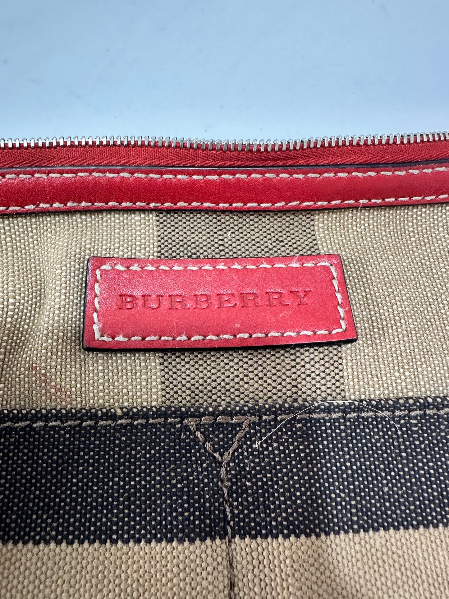 BURBERRY Canvas Mega Check Medium Ashby Hobo Saddle