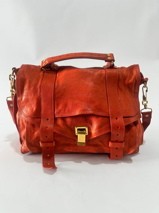 PROENZA SCHOULER Lambskin Medium PS1 Satchel Dove Red