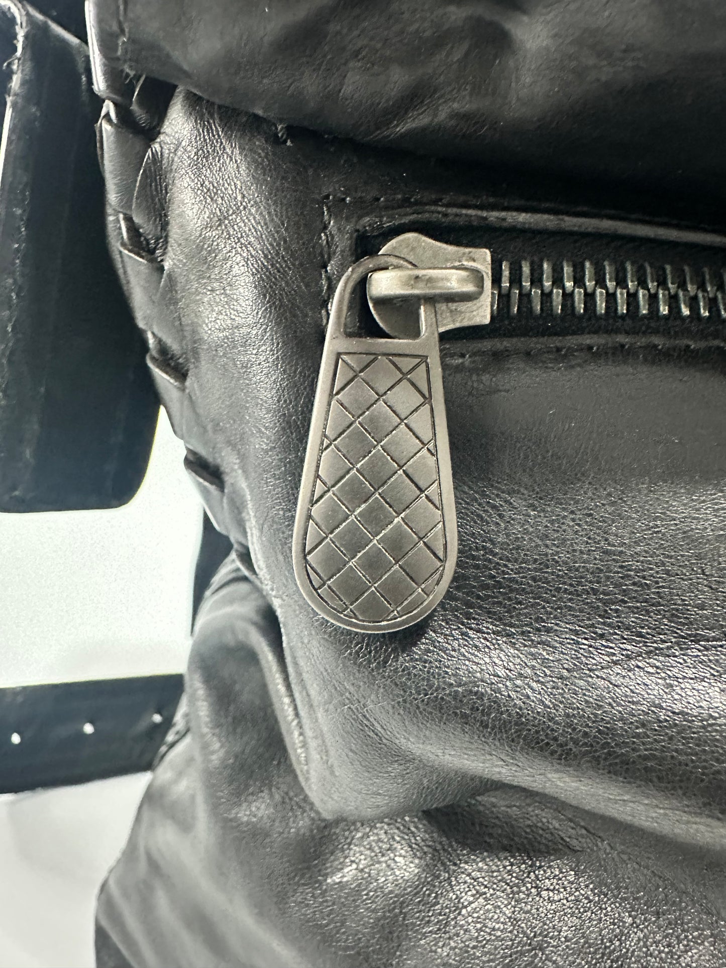 Bottega Veneta Black Leather Square Flap Messenger Bag