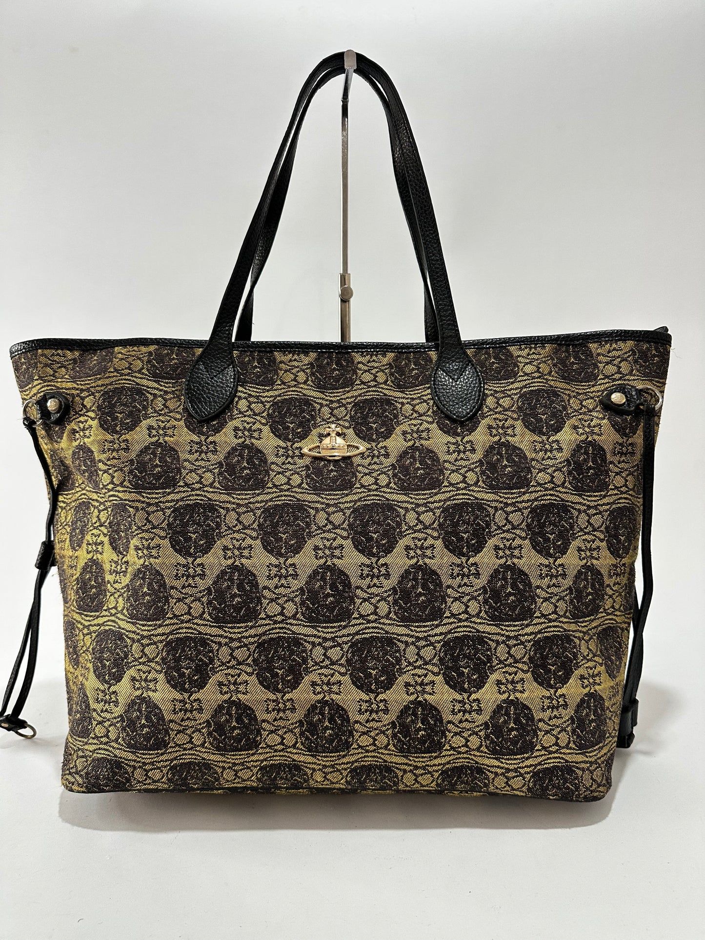 VIVIENNE WESTWOOD Black Gold canvas and Leather Tote