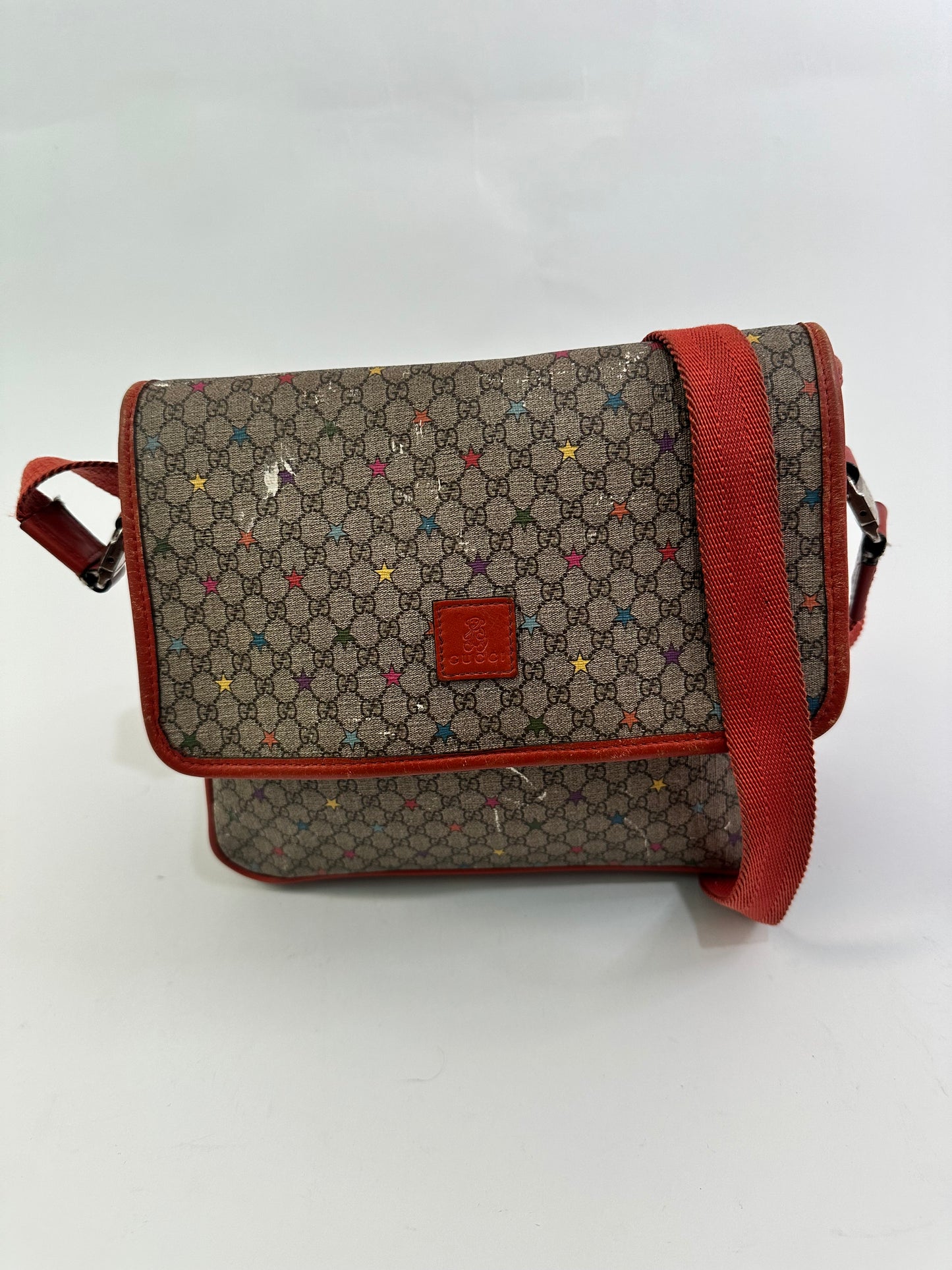 GUCCI Kids
GG Supreme Monogram Stars Medium Flap Messenger Bag Beige Orange