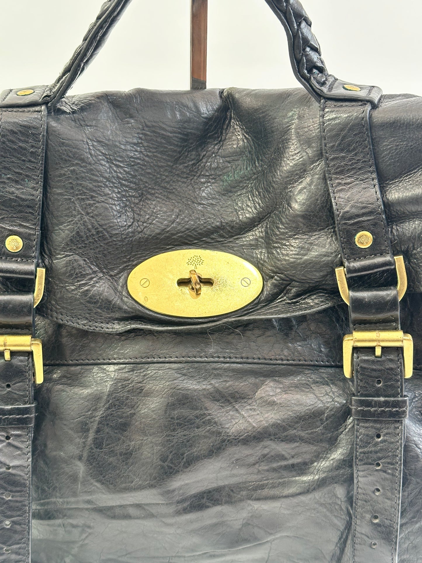 Mulberry Black Leather Oversized Alexa Satchel