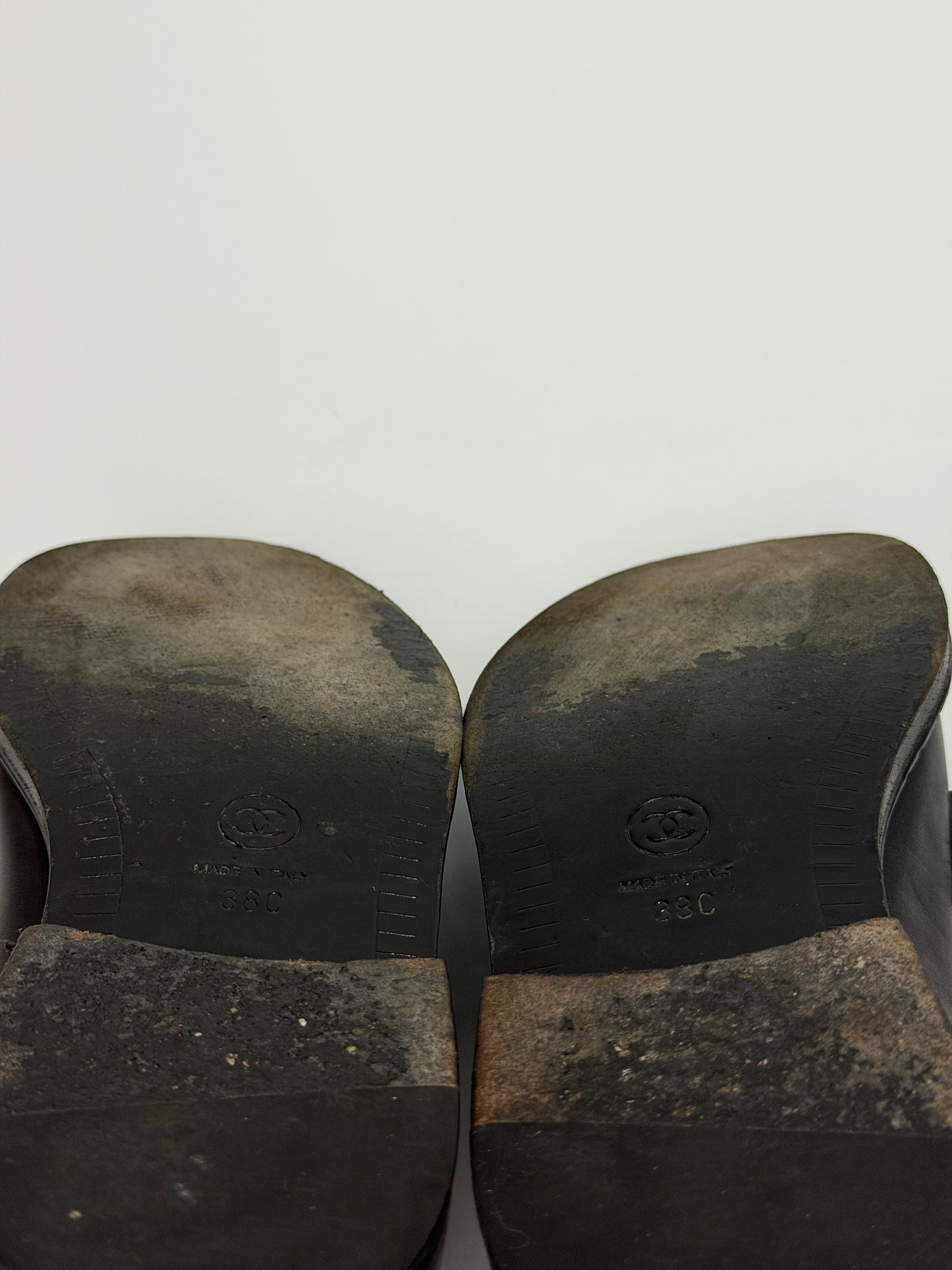 CHANEL x Pharrell Black Leather Logo Loafers Gold Hardware EU 38C