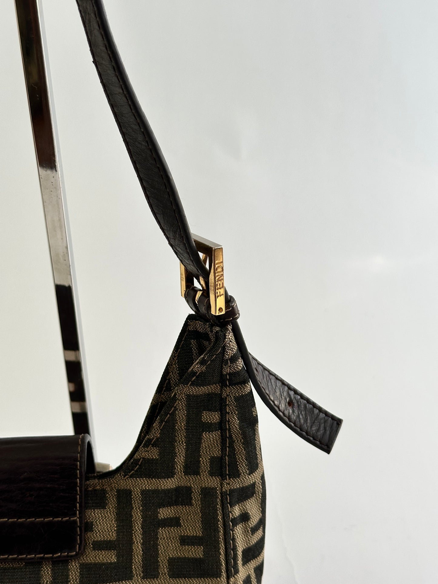 Fendi Zucca Mamma Bucket Handbag Brown Black