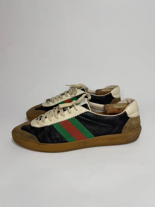 Gucci Multicolor Leather And Suede Ace Bee Web Low Top Sneakers Size 14 EU/ 48 EU/ 15 US