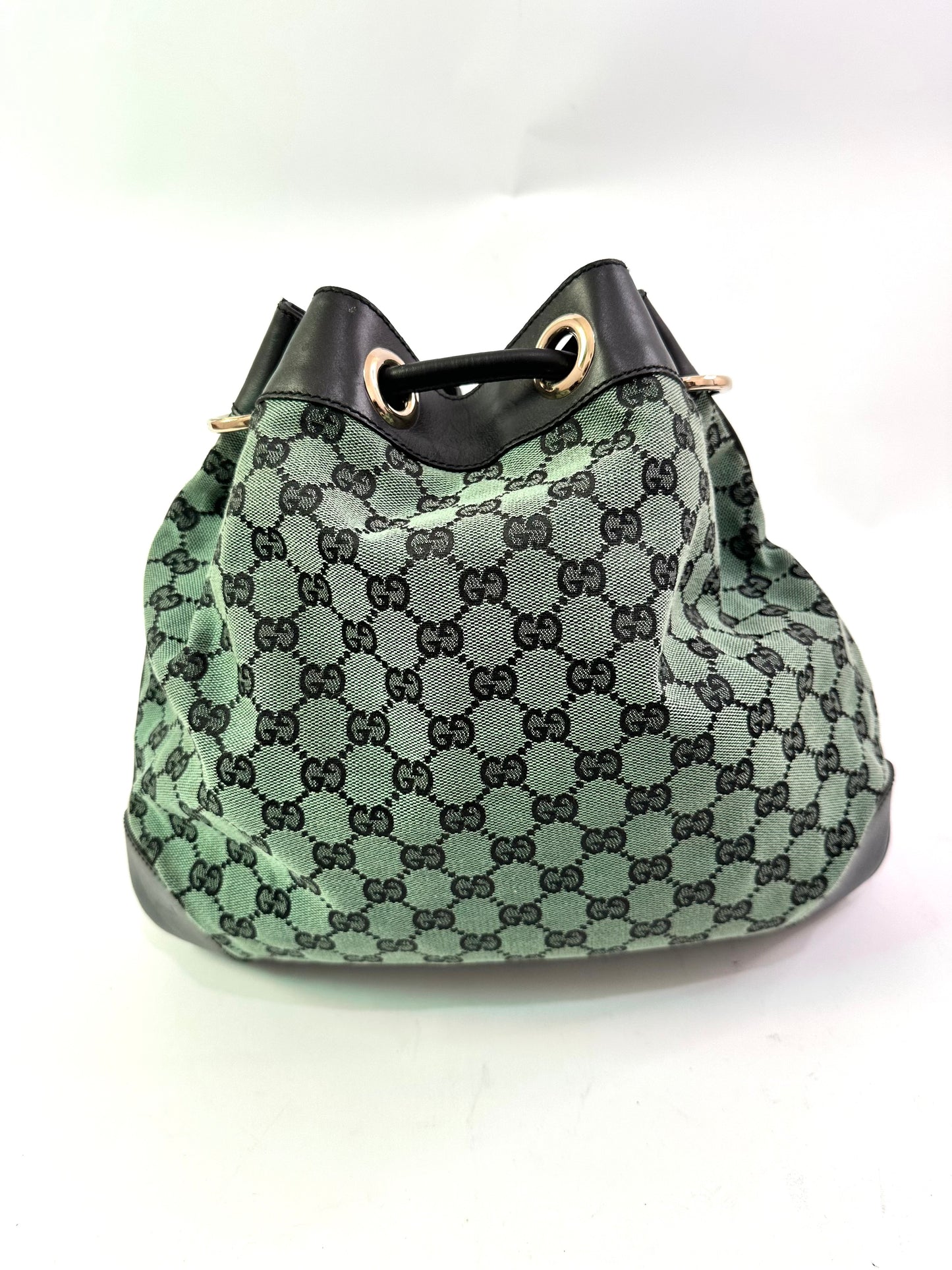 GUCCI
Monogram Drawstring Shoulder Bag Green