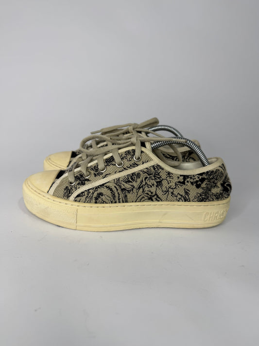Dior Walk'n'Dior Navy Black/Beige Jacquard Low Top Sneakers Size 36 EU/ 6 US