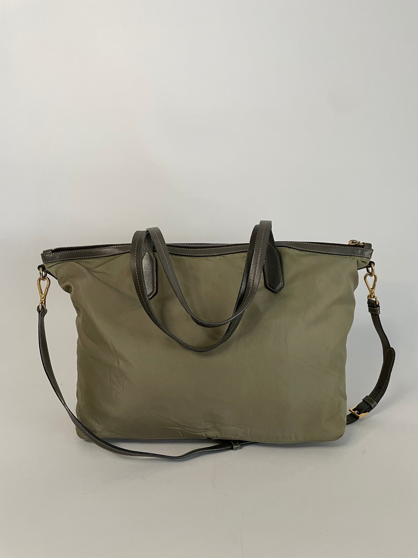 PRADA Nylon Tessuto Saffiano Tote Green