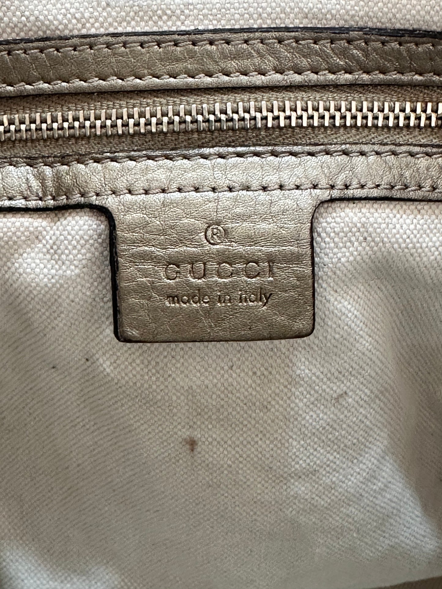 Gucci Beige/Gold GG Canvas and Leather Bella Flap Bag