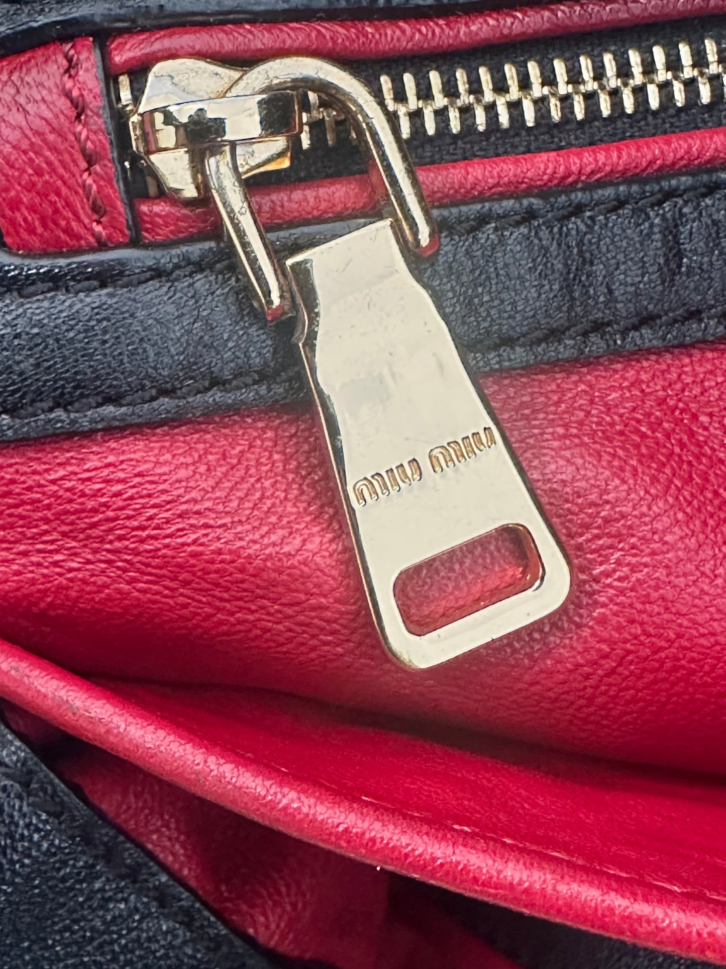 Miu Miu Black Soft Vitello Leather Bucket Shoulder Bag