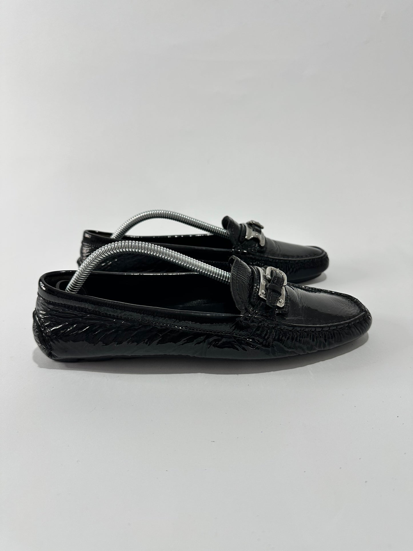 Prada Black Patent Leather Slip on Loafers Size 36.5 EU/ 6.5 US/ 3.5 UK