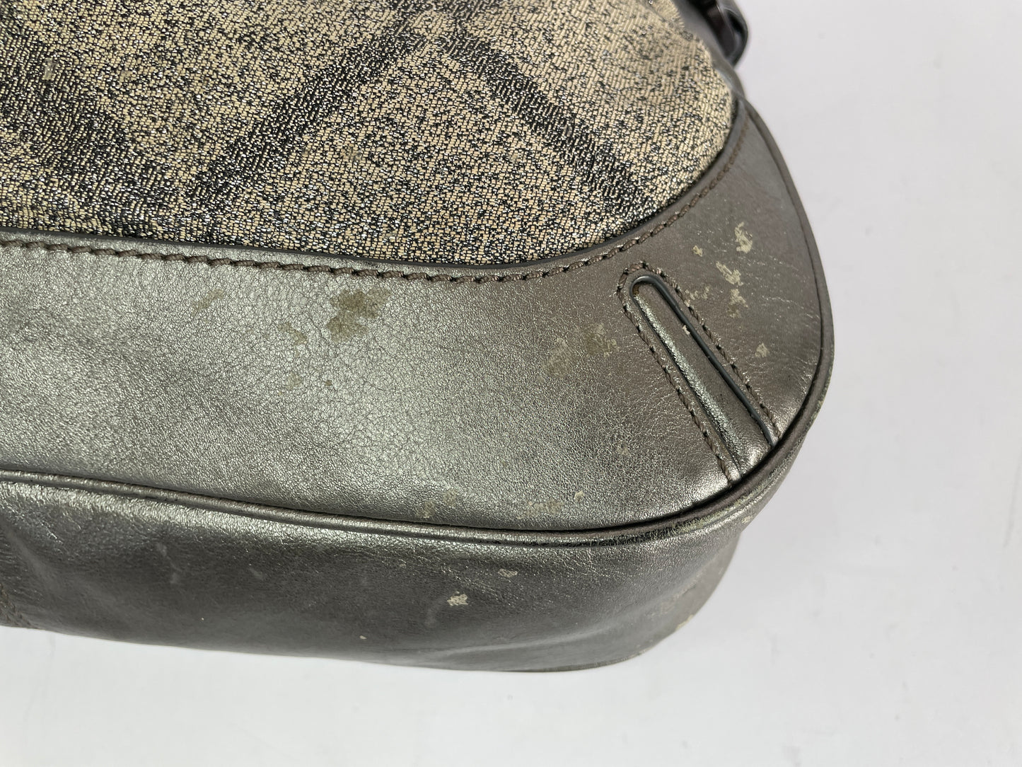 Burberry Grey Smoked Check PVC and Leather Hobo