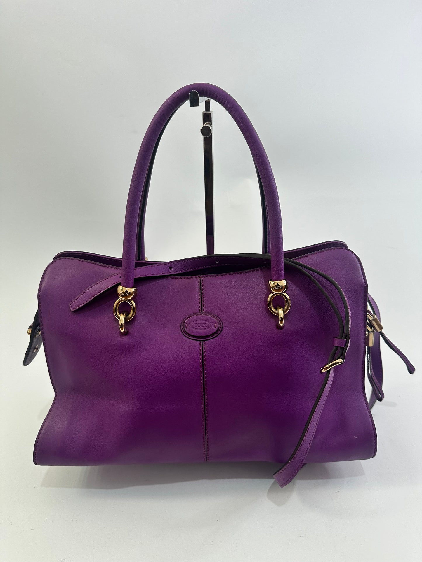 Tod's Purple Sella Bauletto Piccolo Satchel Bag w/ Strap