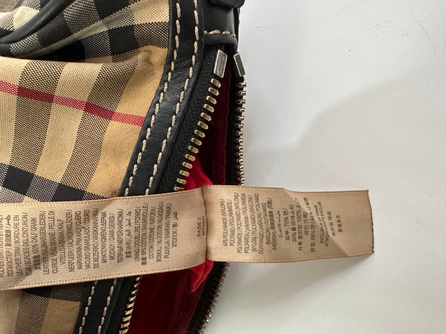 BURBERRY Black/Beige House Check Canvas and Leather Small Kennedy Barrel