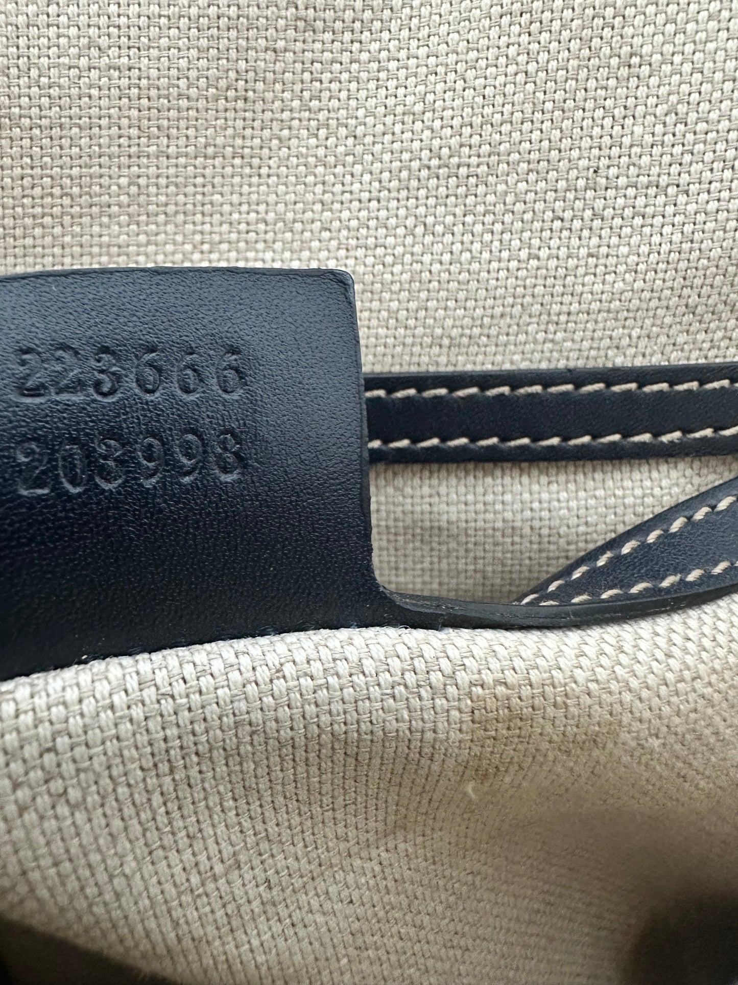 GUCCI
GG Plus Monogram Sellieria Calfskin Small Flap Messenger Bag Beige Blue