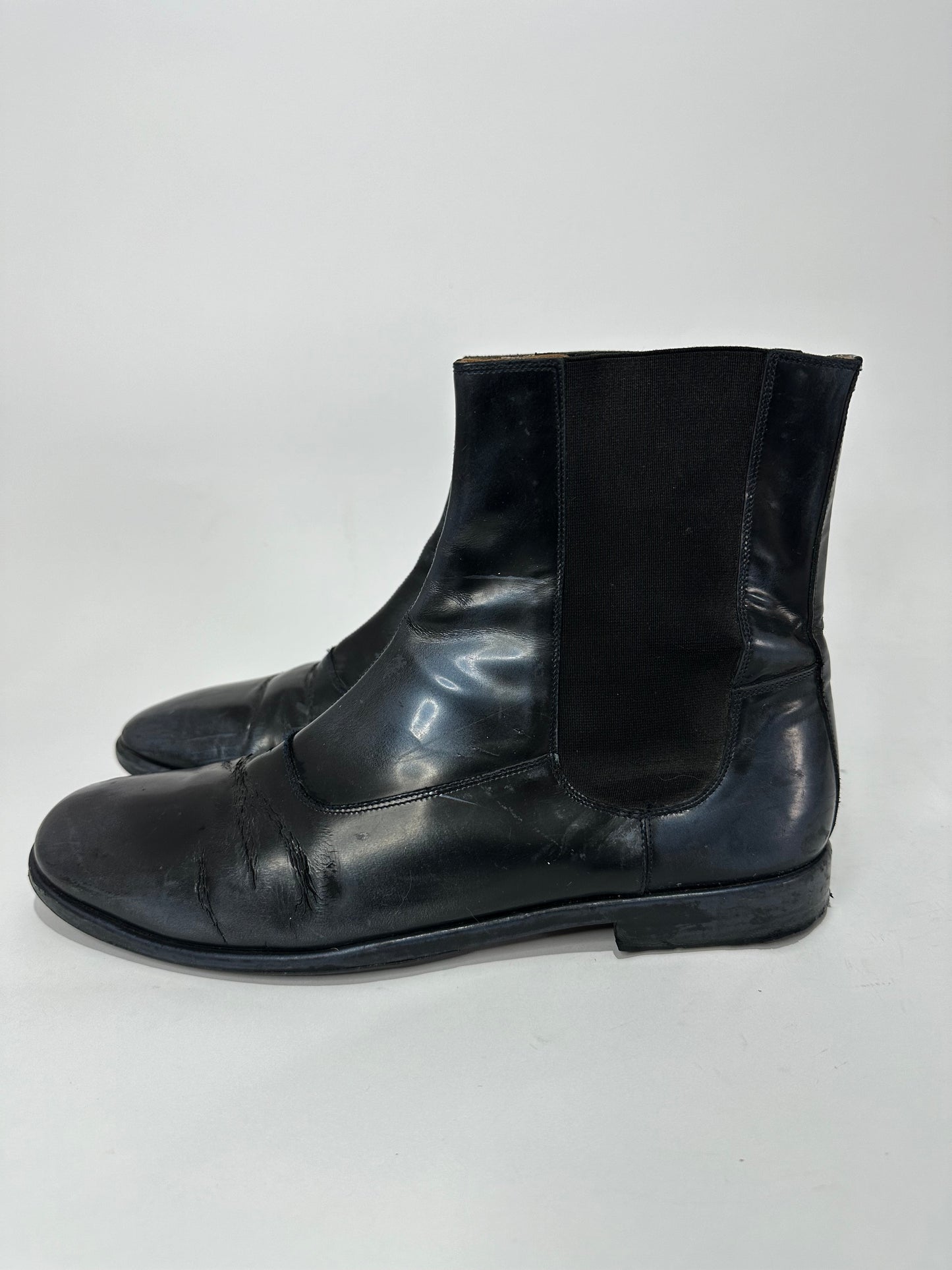MAISON MARTIN MARGEILA Patent Leather Ankle Chelsea Boots Size 43 IT