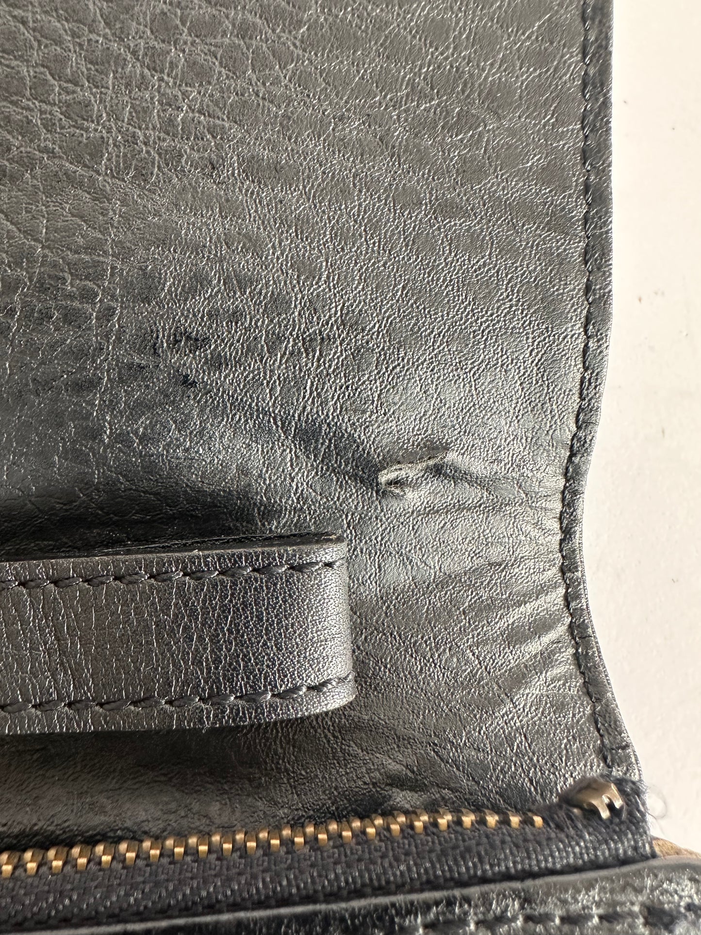 BURBERRY Black Grained Leather Large Clutch