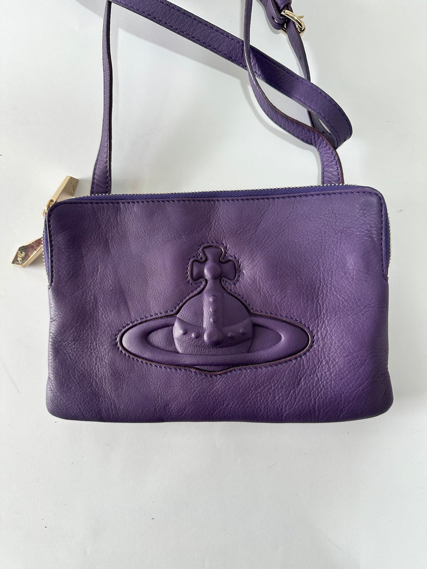 Vivienne Westwood Purple Leather Crossbody Bag