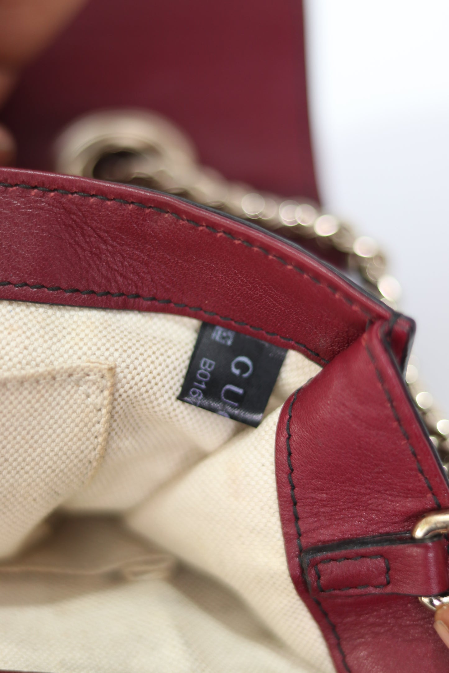 Gucci Dark Red Guccissima Leather Medium Emily Chain Shoulder Bag