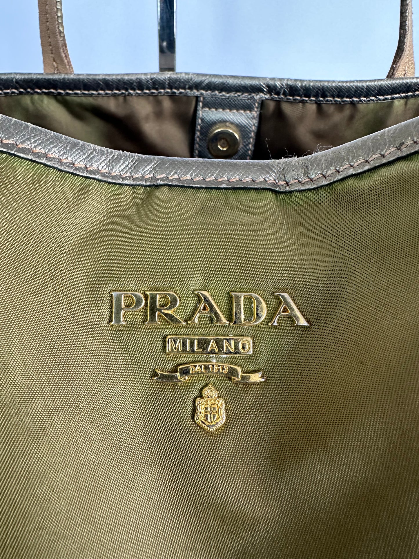 PRADA Nylon Tessuto Saffiano Tote Green