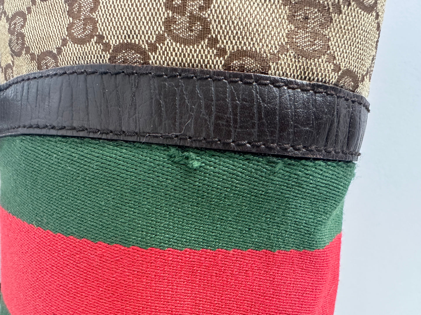GUCCI
Monogram Vintage Web Mini Boston Dark Brown