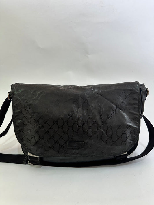 Gucci Double Buckle Messenger Bag GG Imprime Large