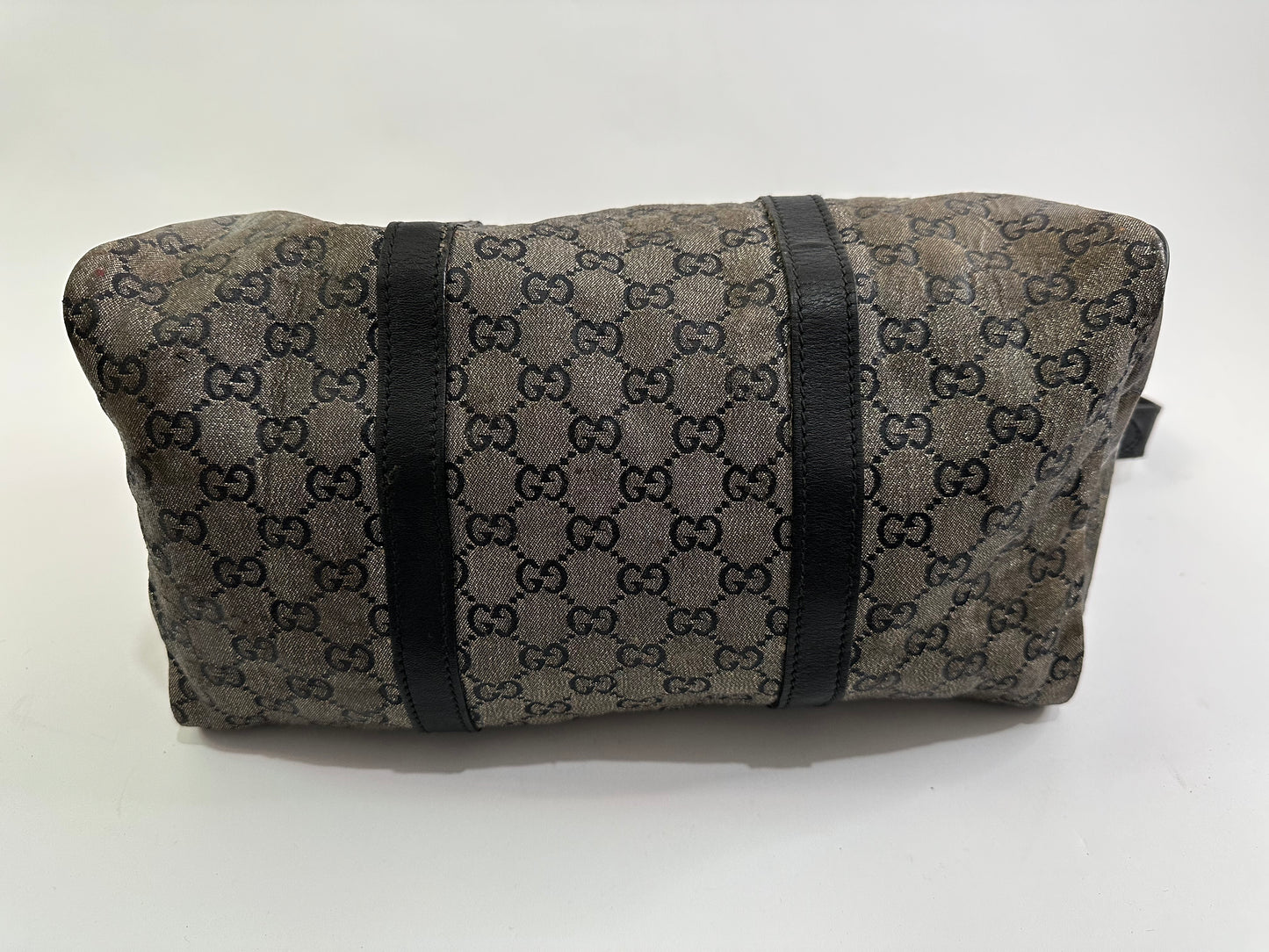 Gucci Grey/Black GG Crystal Canvas Medium Joy Boston Bag