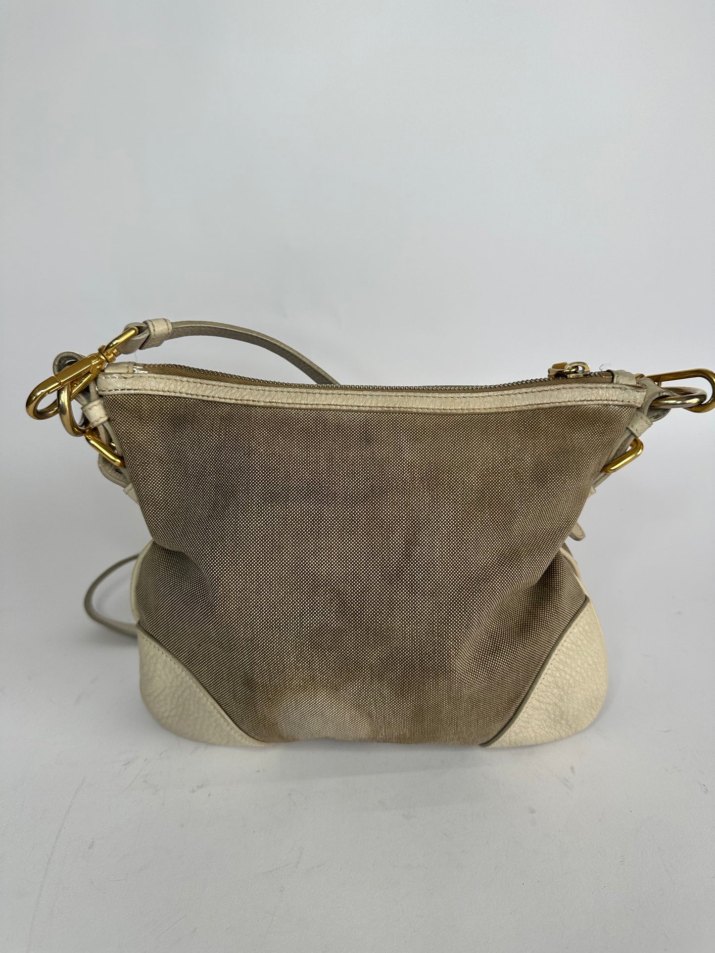 PRADA
Jacquard Logo Small Flat Messenger Bag White