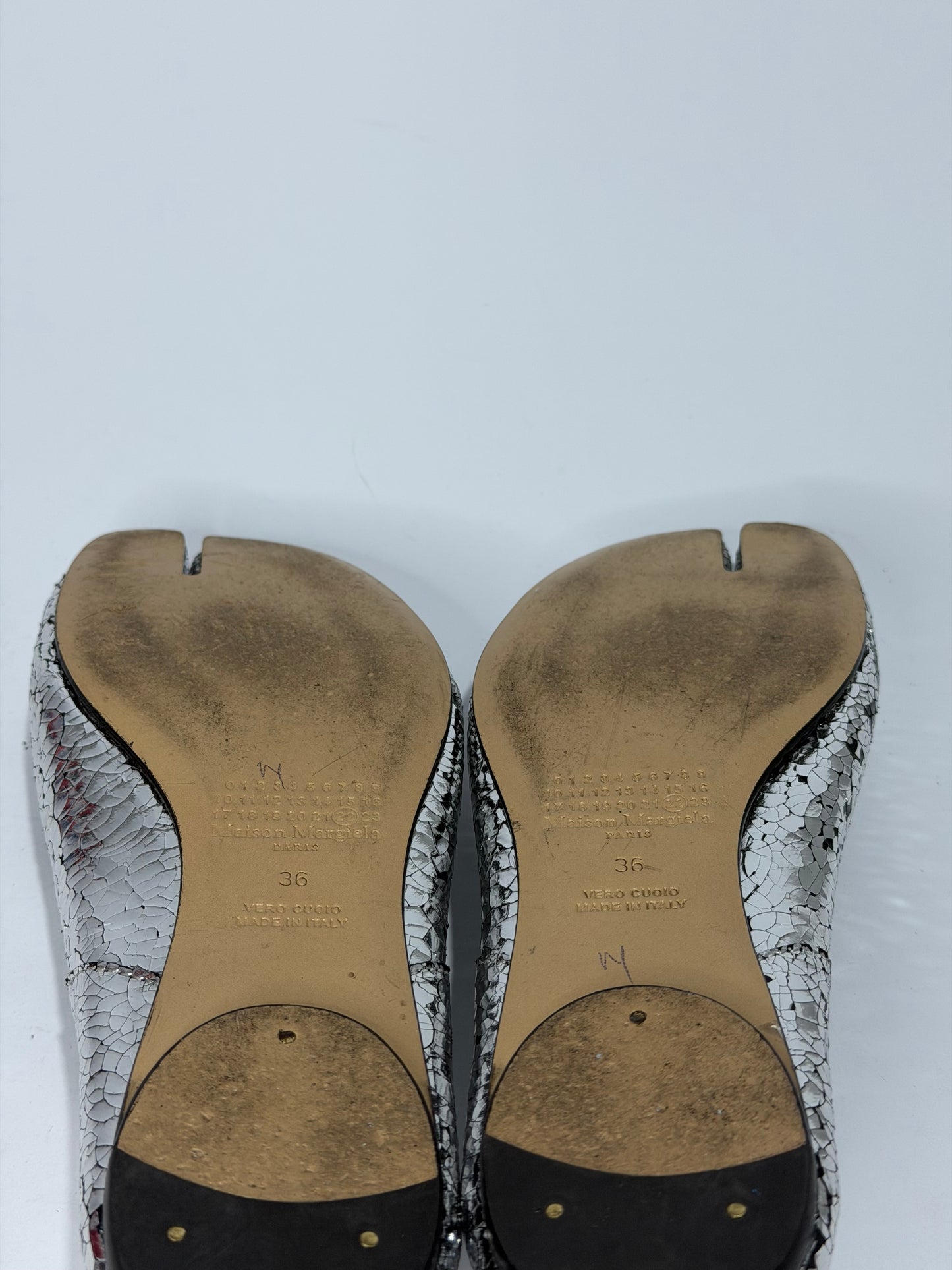 Maison Margiela Silver Tabi Mirror Ballerina Flats Size 36 EU/ 6 US