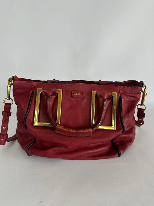 CHLOE Calfskin Small Ethel Satchel Burgundy