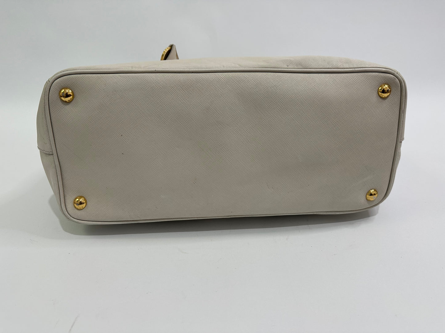 PRADA Grey Saffiano Lux Leather Large Double Zip Tote
