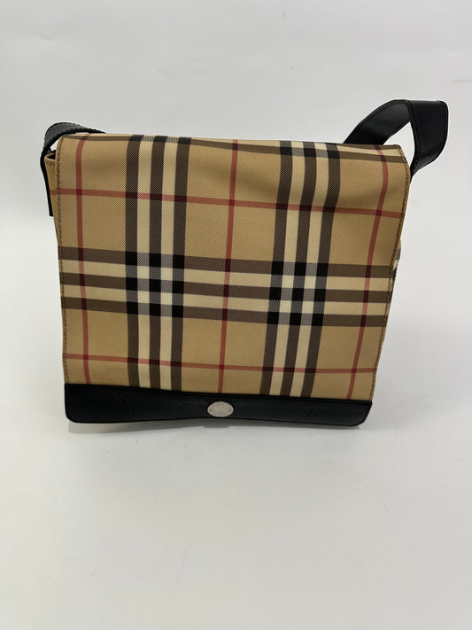 Burberry Beige/Black Haymarket Check PVC and Leather Shoulder Bag