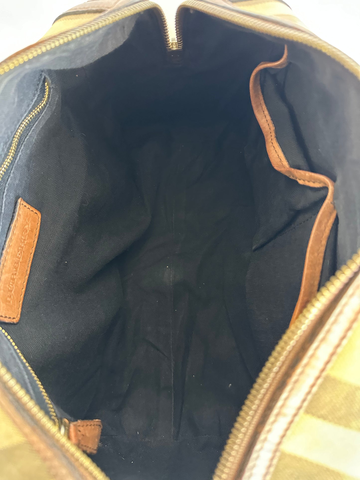 BURBERRY Brown Check Canvas Mixed Media Medium Alchester Bowler Bag