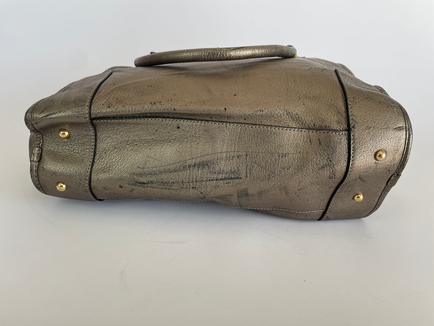 Loewe Metallic Beige Leather Amazona Satchel
