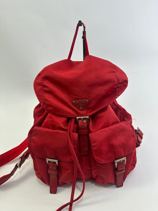 PRADA Nylon Vela Backpack Red